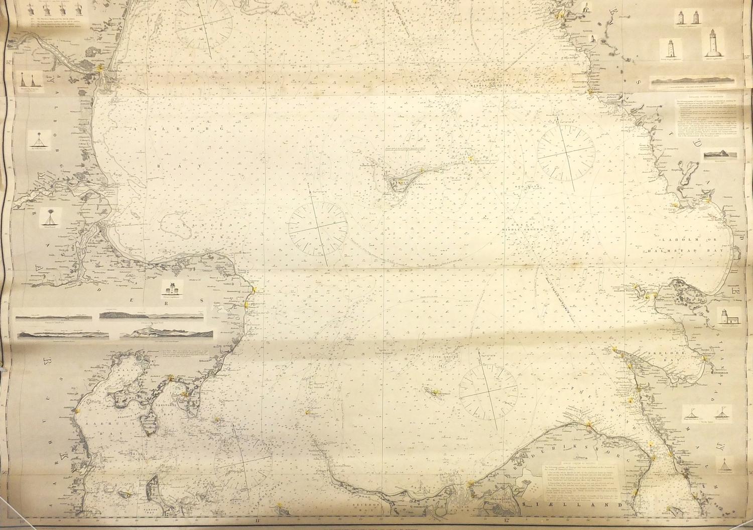 Three 19th century Nautical Charts comprising Kattegat compiled from recent Danish surveys published - Image 5 of 13