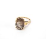 9ct gold smoky quartz ring, size O, approximate weight 4.6g : For Further Condition Reports Please