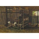 Jan Martinus Vrolijk - Feeding the goats, 19th century heightened watercolour, inscribed verso,