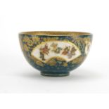 Japanese Satsuma pottery bowl, finely hand painted and gilded with figures and flowers, 12cm in