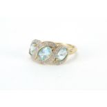 9ct gold blue stone and diamond ring, size P, approximate weight 2.7g : For Further Condition