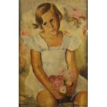 Portrait of a young girl Bloomsbury school oil on canvas, bearing a signature possibly