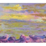 Abstract composition, seascape, post impressionist oil on board, bearing an indistinct signature and