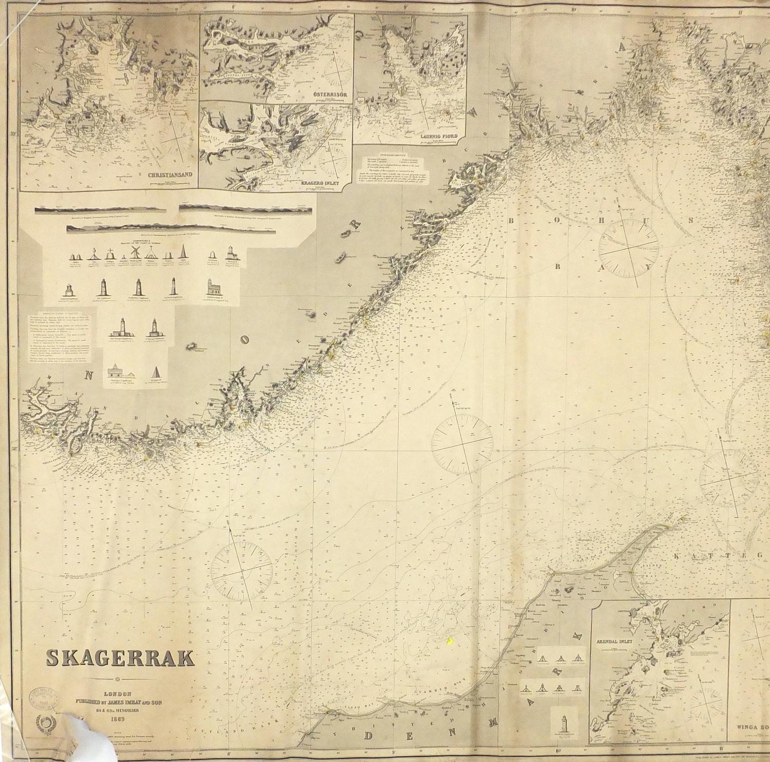 Three 19th century Nautical Charts comprising Kattegat compiled from recent Danish surveys published - Image 8 of 13