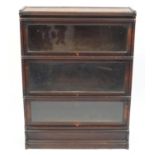 Globe Wernicke oak three section bookcase, 115cm H x 86.5cm W x 27cm D : For Further Condition