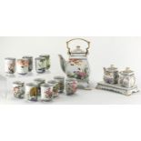 Franklin porcelain Oriental china including Birds and Flowers of Orient teapot on stand, the largest