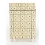 Georgian ivory and pique work calling card case, 10.5cm x 7.5cm :For Further Condition Reports