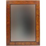 Rectangular William and Mary style oyster veneered mirror, 95cm x 69cm : For Further Condition