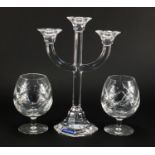 Pair of Waterford Crystal brandy glasses by John Rocha and a Villeroy & Boch three branch