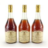 Three bottles of Raymond Ragnaud Fine Petite Champagne Cognac : For Further Condition Reports Please