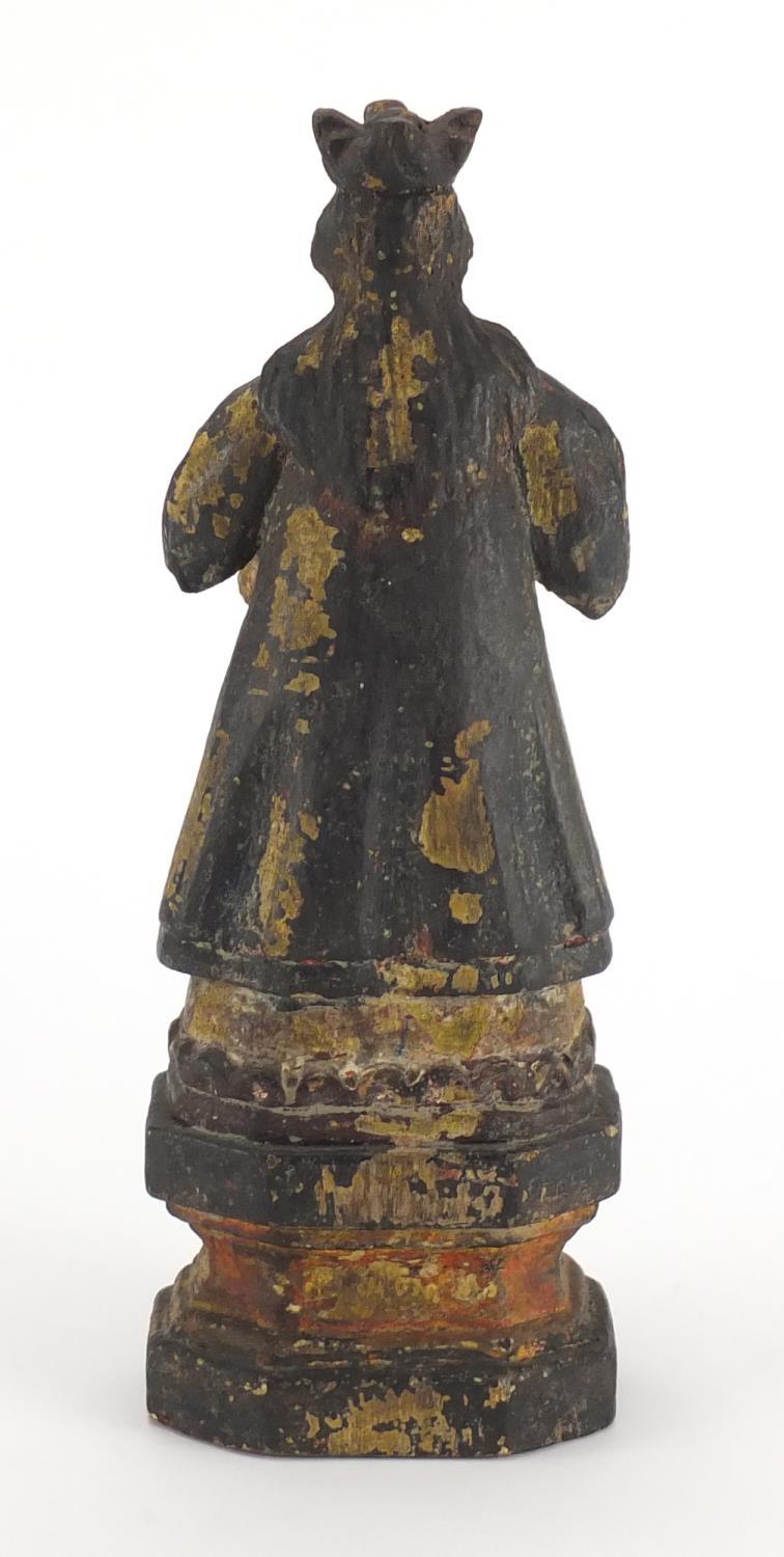 Antique hand painted wood carving of Madonna, 27cm high :For Further Condition Reports Please - Image 4 of 7