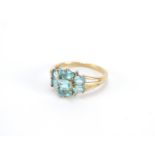 9ct gold blue stone and diamond ring, size M, approximate weight 2.4g : For Further Condition