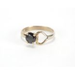 Silver black opal solitaire ring, with certificate, size O, approximate weight 2.0g : For Further