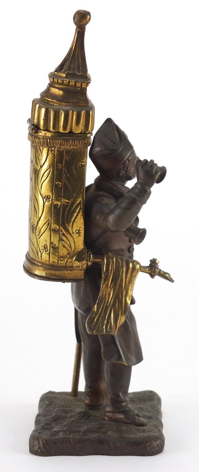 19th century gilt and patinated bronze pedlar vesta, 19cm high :For Further Condition Reports Please - Image 5 of 6