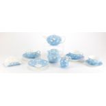 Wedgwood breakfast set, decorated with stars onto a light blue ground, each with factory marks to