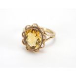 9ct gold citrine ring, size M, approximate weight 3.7g : For Further Condition Reports Please