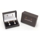 Pair of 14ct white gold cubic zirconia drop earrings, 2.3cm in length, housed in a Mappin & Webb box