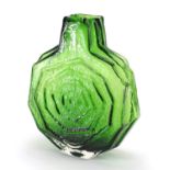 Whitefriars meadow green banjo vase, designed by Geoffrey Baxter, 32cm high :For Further Condition
