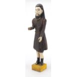 Hand painted wood carved mannequin of a Saint, 50cm high :For Further Condition Reports Please Visit