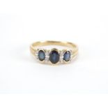 9ct gold sapphire and diamond ring, size R, approximate weight 2.5g :For Further Condition Reports