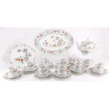 Limoges teaware decorated with birds and flowers including teapot, platter, cups and saucers : For