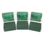 Three Rolex Oyster tooled green leather wristwatch boxes :For Further Condition Reports Please Visit
