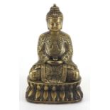 Chino Tibetan bronze figure of Buddha, 17cm high : For Further Condition Reports Please Visit Our