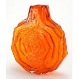 Whitefriars tangerine banjo vase, designed by Geoffrey Baxter, 32cm high :For Further Condition