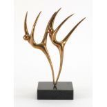 Alan Cantarel - Modernist bronze sculpture, Symphony, on granit plinth base, overall 25.5cm high :