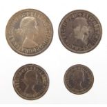 Elizabeth II 1961 Maundy money four coin set, housed in a silk and velvet lined fitted case :For