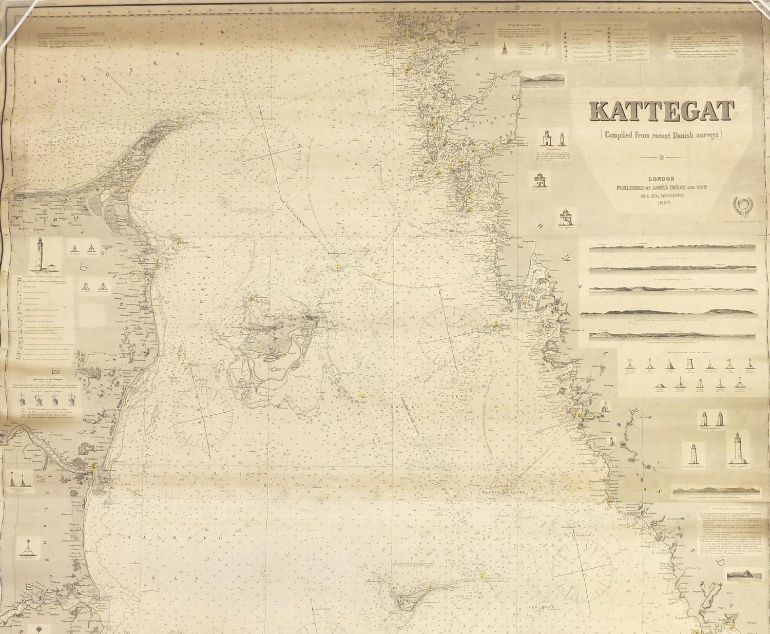 Three 19th century Nautical Charts comprising Kattegat compiled from recent Danish surveys published - Image 4 of 13