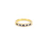 18ct gold diamond and sapphire half eternity ring, size M, approximate weight 3.2g : For Further