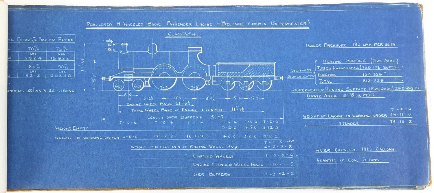 Early 20th century Railwayana interest linen book of engine diagrams including Ten Wheeled Bogie - Image 7 of 9