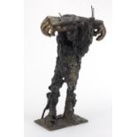 Craig Hudson - Modernist patinated bronze sculpture of a standing figure, 52.5cm high :For Further