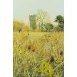 Paul Evans - Laughton Church, gouache, inscribed verso, mounted and framed 28cm x 18.5cm :For