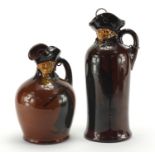 Two Royal Doulton Kingsware Watchman Whisky decanters, one with silver mounted stopper, factory