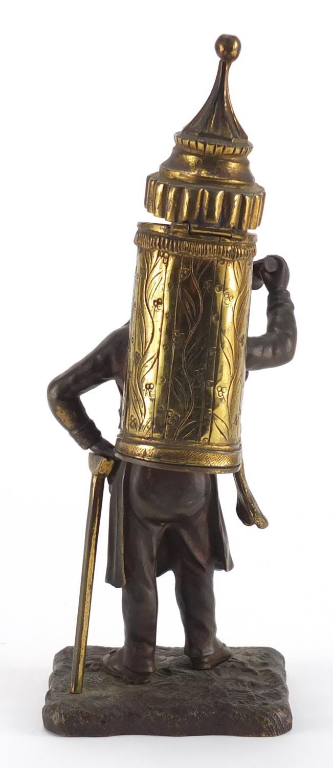 19th century gilt and patinated bronze pedlar vesta, 19cm high :For Further Condition Reports Please - Image 4 of 6