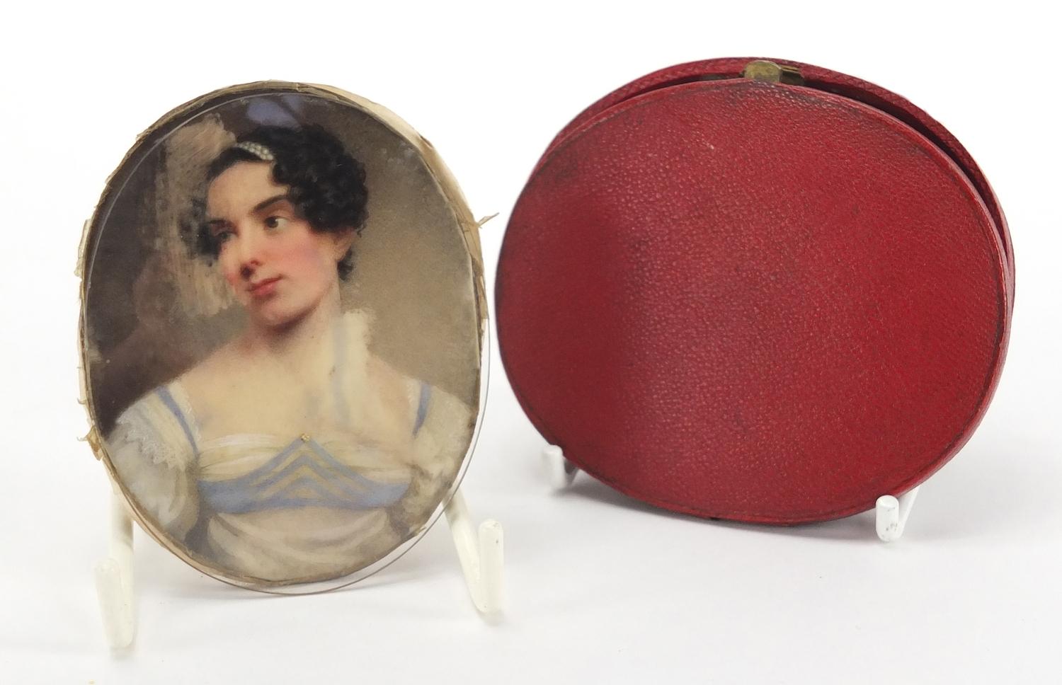 Attributed to William Haines - Oval Georgian hand painted portrait miniature of J M Herries,