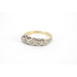 Unmarked gold diamond five stone ring, size L, approximate weight 3.4g : For Further Condition