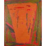 Abstract composition, oil on canvas, bearing an indistinct signature, framed, 59cm x 49cm : For