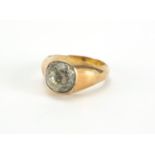 Large 9ct gold clear stone ring, size S, approximate weight 4.2g : For Further Condition Reports