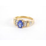 18ct gold majestic tanzanite and diamond ring, size N, approximate weight 5.0g, with certificate :