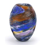 Helen Millard cameo glass vase of ovoid form, titled 'Fish Swirl', etched Helen Millard 2006 to