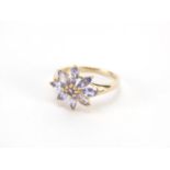 9ct gold purple stone flower head ring, size M, approximate weight 2.3g : For Further Condition