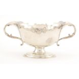 Victorian silver twin handled pedestal bowl with floral border, by George Maudsley Jackson & David