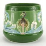 Minton Secessionist style planter, hand painted and tube lined with a continuous band of birds and