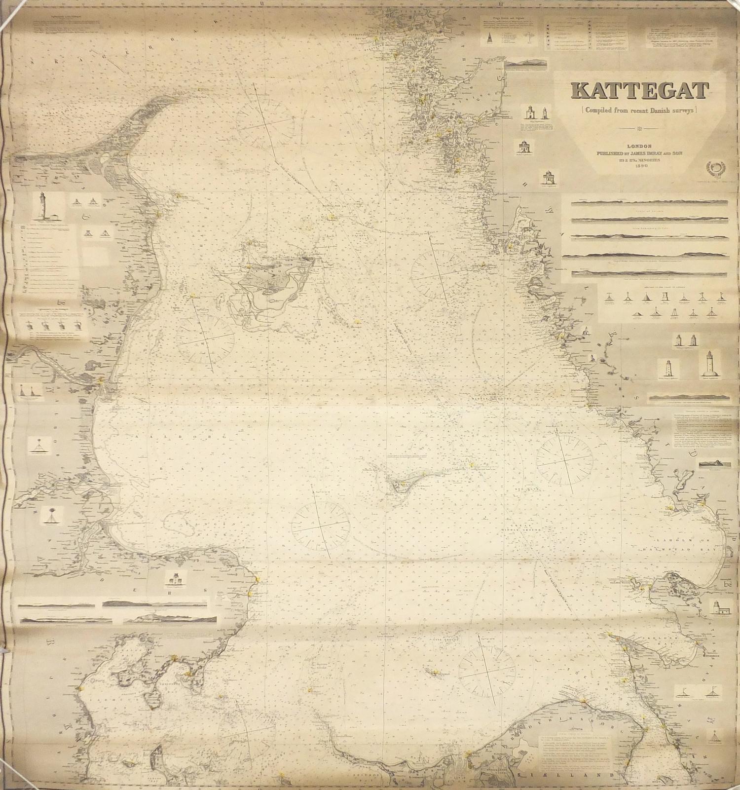 Three 19th century Nautical Charts comprising Kattegat compiled from recent Danish surveys published - Image 2 of 13