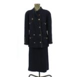 Chanel Boutique Military style suit, with silk lining comprising Jacket and skirt, sizes 40 : For