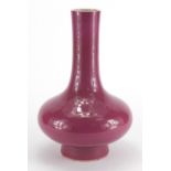Chinese pink glazed bottle vase, six figure character marks to the base, 31.5cm high :For Further