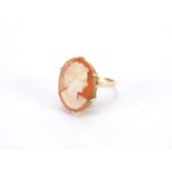 9ct gold cameo maiden head ring, size M, approximate weight 4.0g : For Further Condition Reports